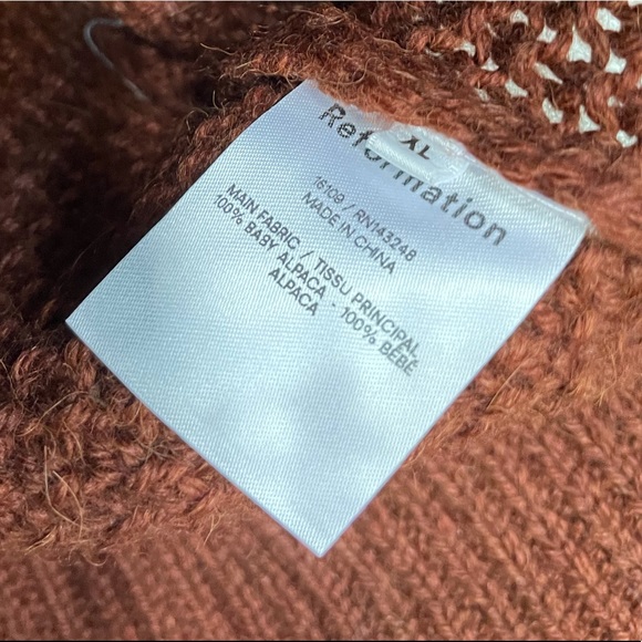 New Women's Reformation Dita Cable Alpaca Sweater - Picture 7 of 9